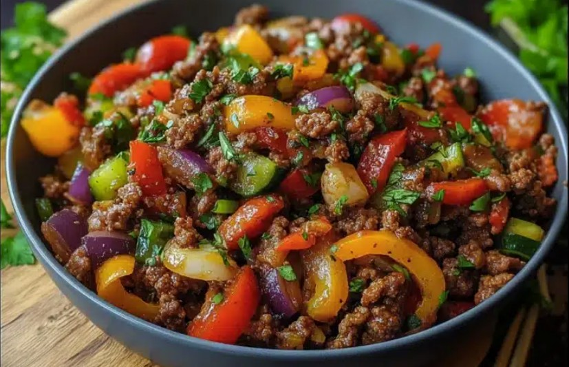 Frugal Quick Mediterranean Ground Beef with Vegetables [Healthy and Hearty]